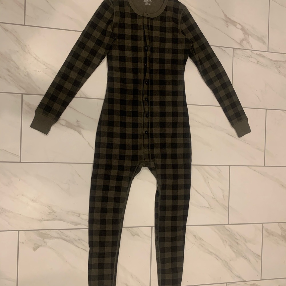 Jockey Men’s Waffle Union Suit Onesie With Buttoned Rear Flap - Size Small